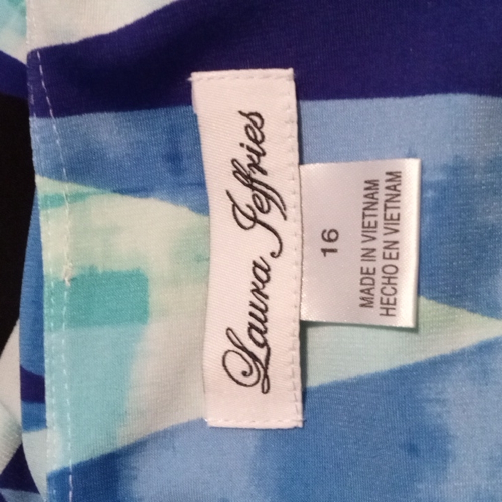 💙 Laura Jeffries Modern Blue Abstract Print Shift Dress Plus Size 16| NW - Picture 7 of 9
